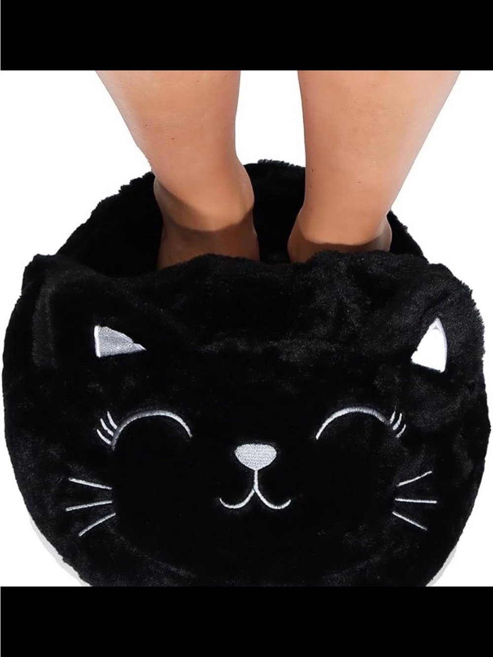 Plush Black Cat Paw Warmer - Cozy Pet-Themed Foot Muff